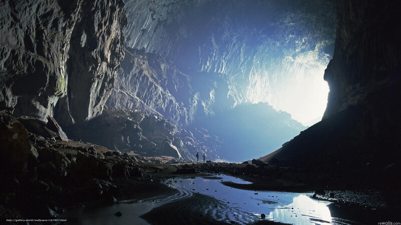 Two People in Cave — Blue, Dramatic