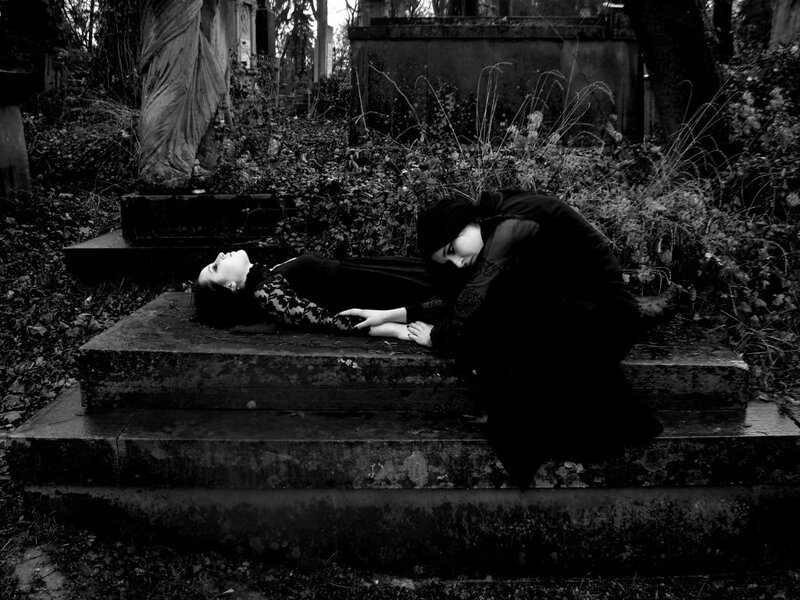 Two People in Cemetery