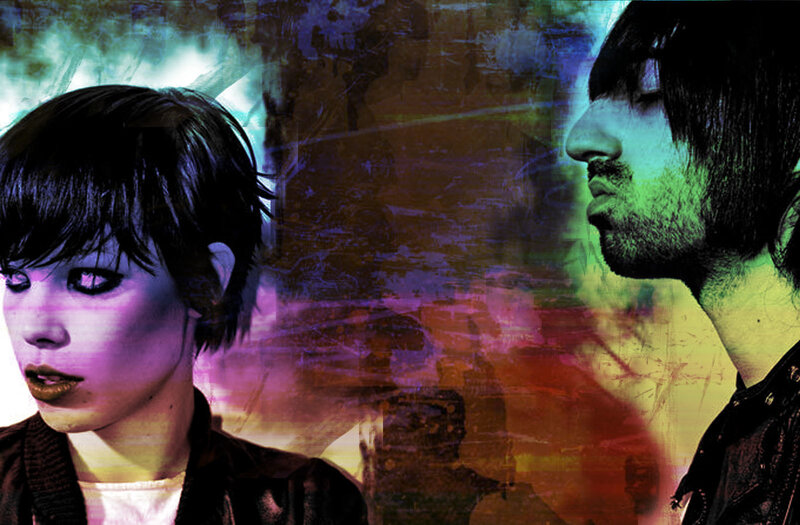 two people in colorful art