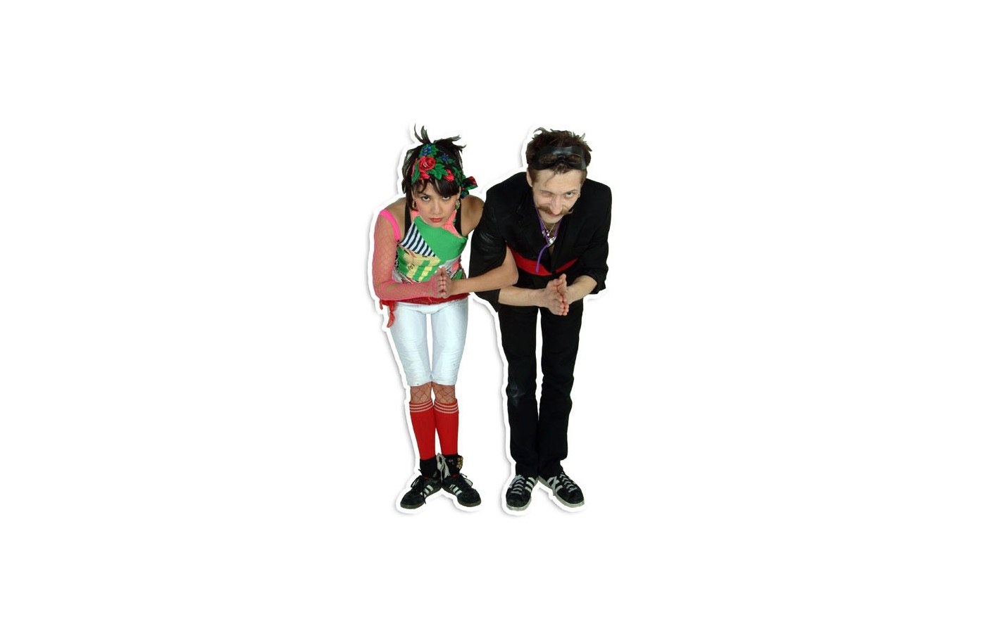 two people in colorful outfits