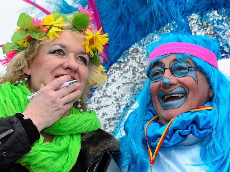 Two People in Costumes — Blue, Festive, Photograph
