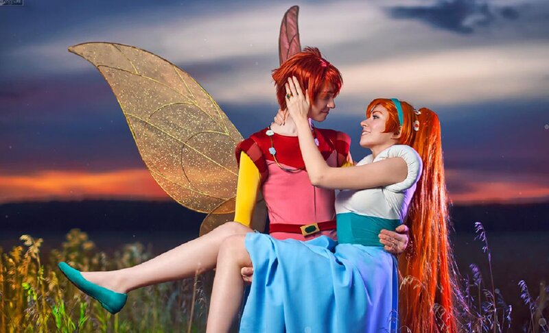 Two People in Costumes — Blue