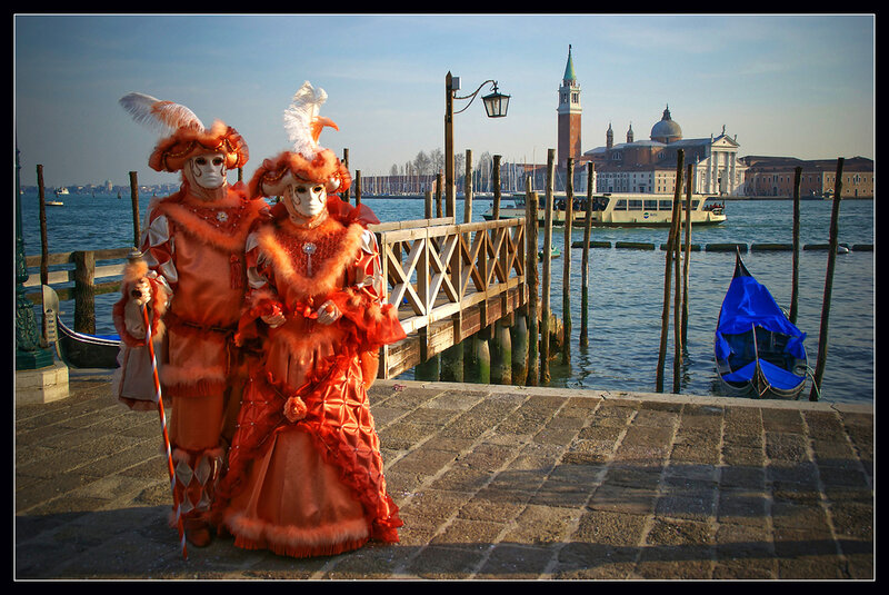 Two People in Costumes — Red
