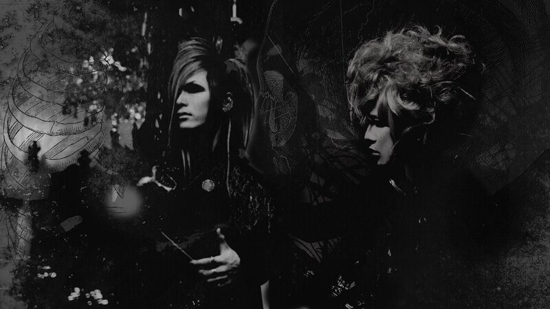 Two People in Dark Clothing — Black, Dramatic, Illustration