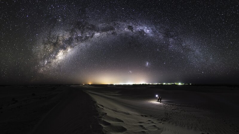 Two People in Desert — Black