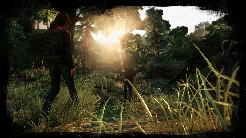 Two People in Forest — Green, Serene, Sunset