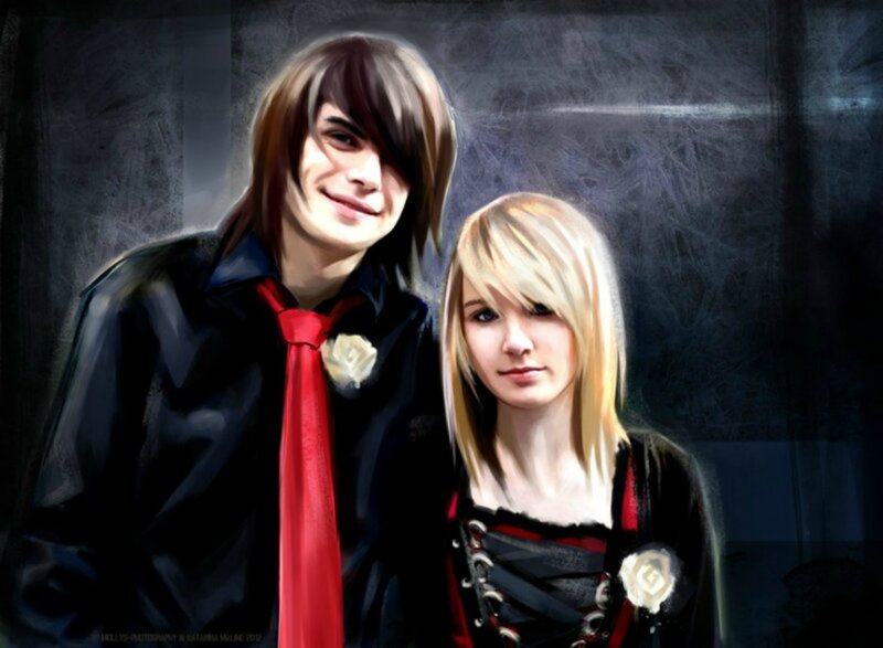 Two People in Goth Attire — Black