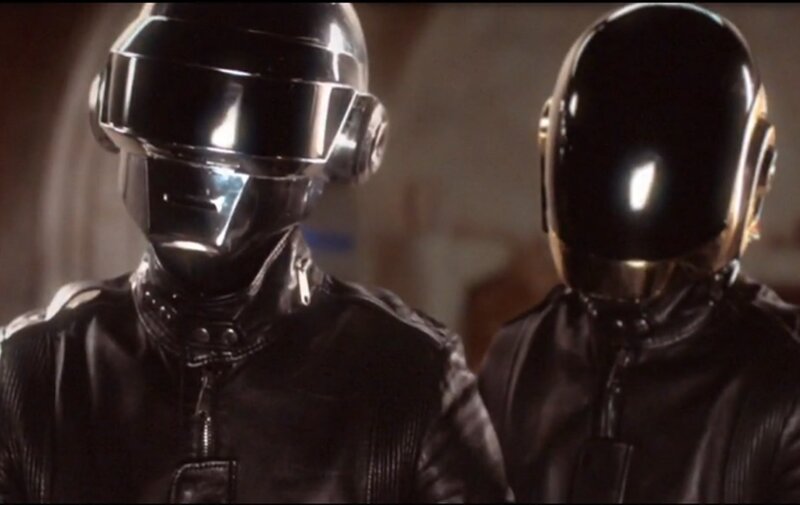 Two People in Helmets — Black, Dramatic, Photograph, Leather Jackets, Dark Room