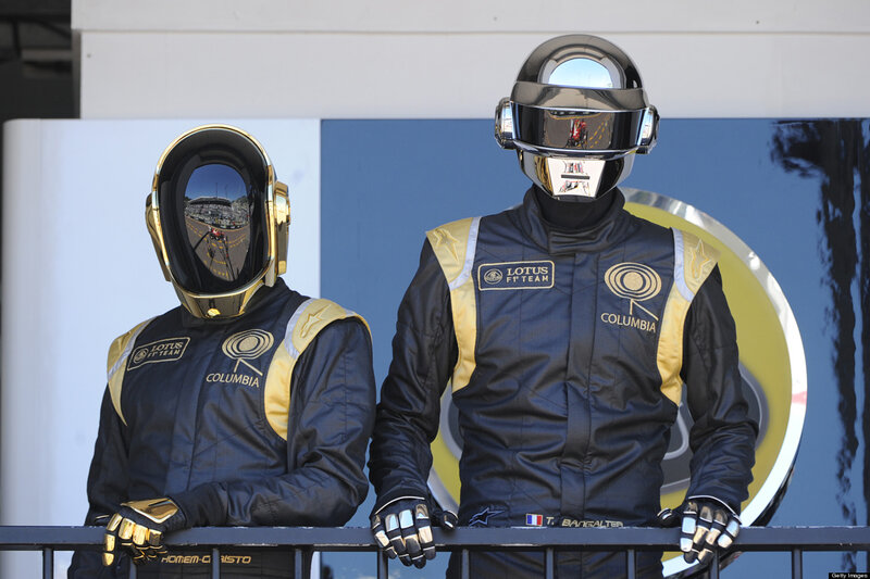 Two People in Helmets — Black
