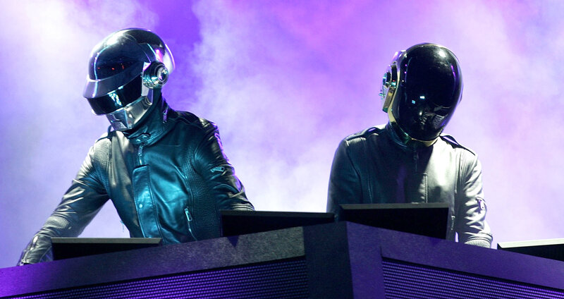 Two People in Helmets — Purple