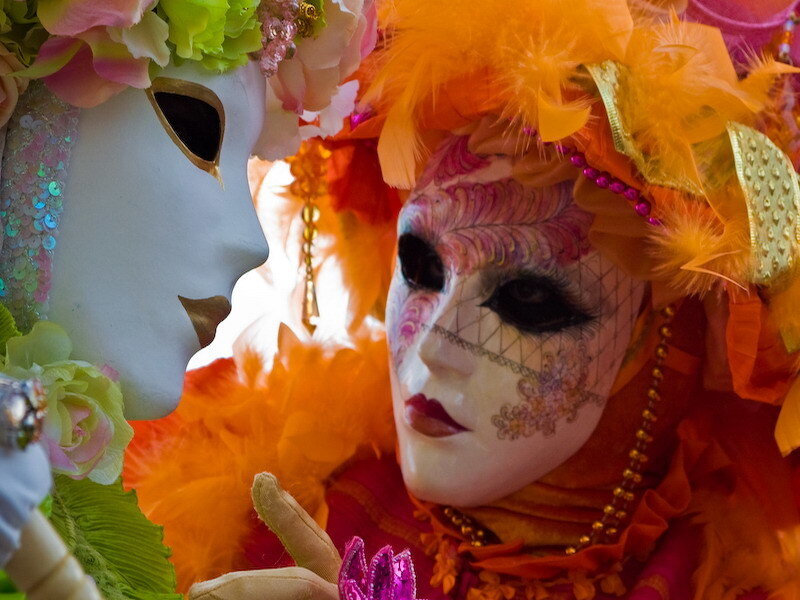 Two People in Masks — Orange