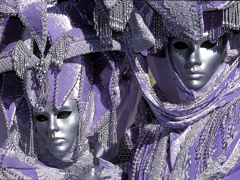 Two People in Masks — Purple