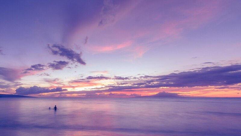Two People in Ocean — Purple