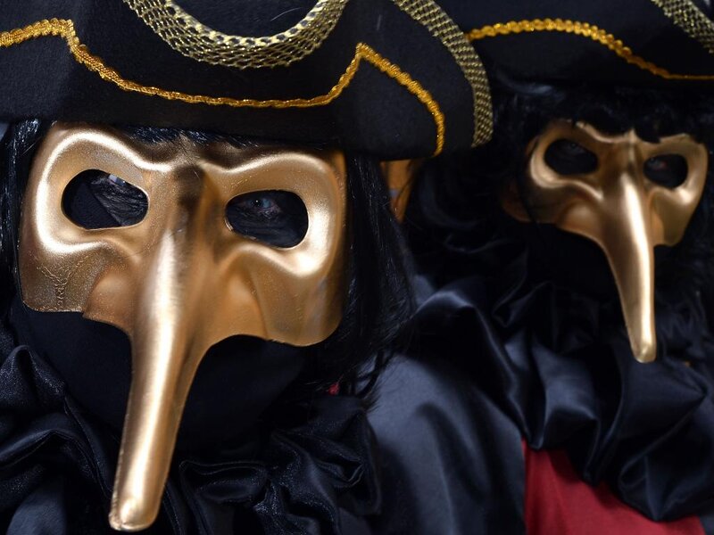 Two People in Plague Doctor Masks