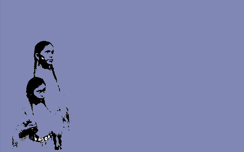 Two People in Profile — Blue, Minimalist