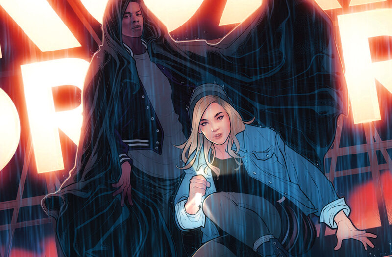Two People in Rain — Blue