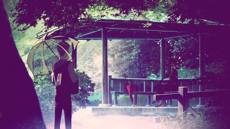 Two People in Rain — Purple