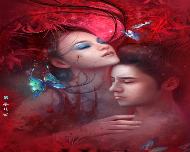 Two People in Red Environment