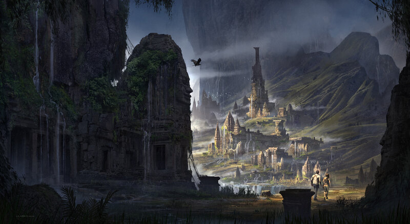 Two People in Ruins — Gray