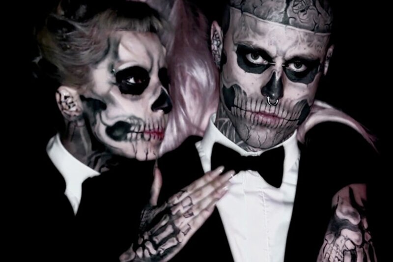 Two People in Skull Makeup