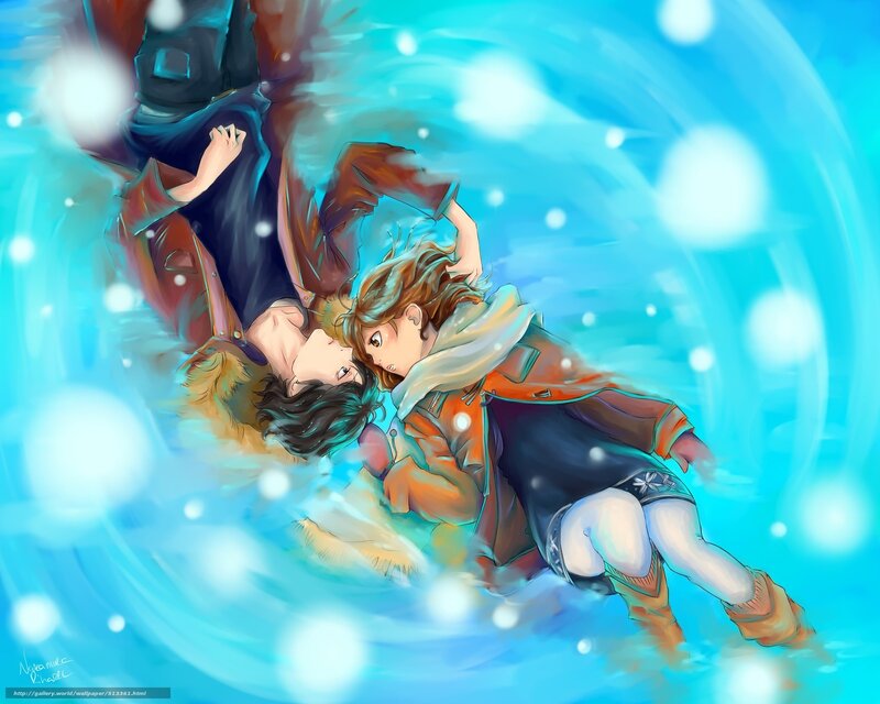 Two People in Snow — Blue, Dramatic