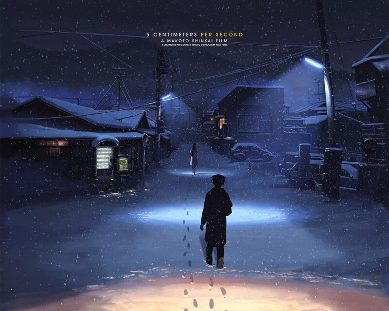 Two People in Snow — Blue, Melancholic, Night, Anime