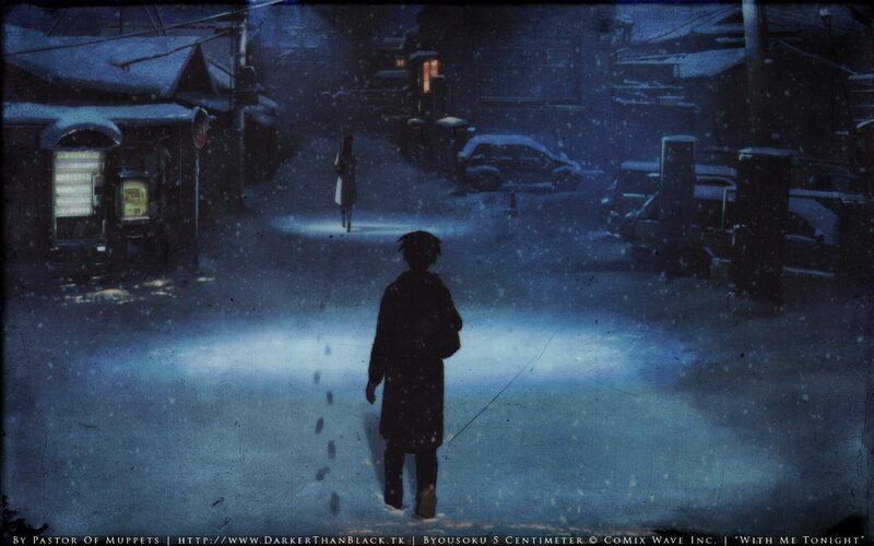 Two People in Snow — Blue, Melancholic, Night