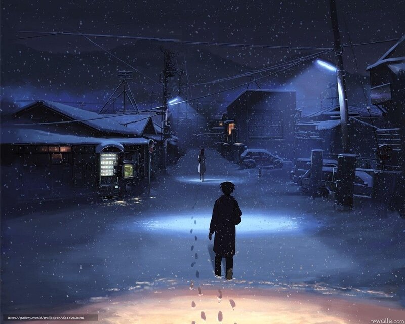 Two People in Snow — Blue, Melancholic