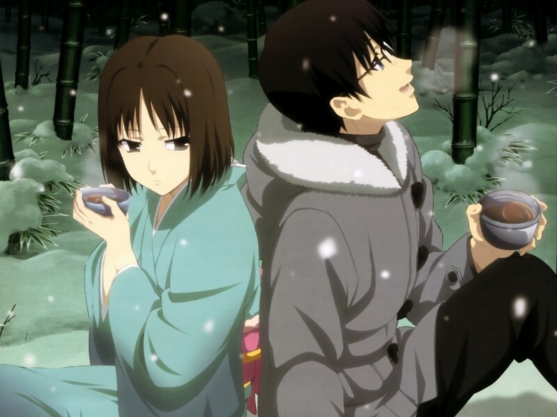 Two People in Snow — Green