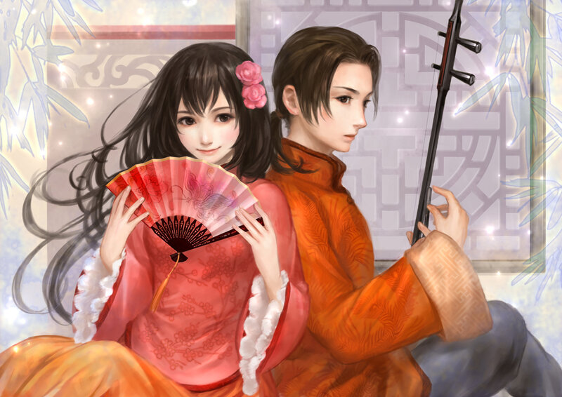Two People in Traditional Clothing