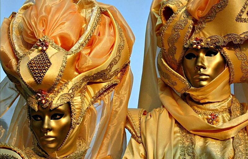 Two People in Venetian Masks — Gold