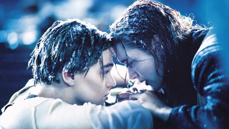 Two People in Water — Blue, Dramatic