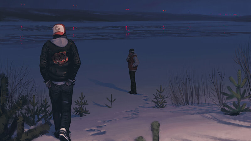 Two People in Winter — Blue, Cold