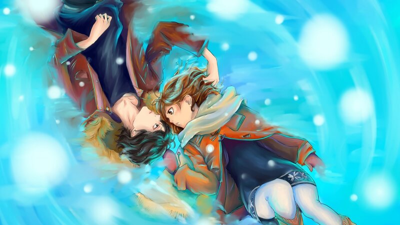 Two People in Winter — Blue