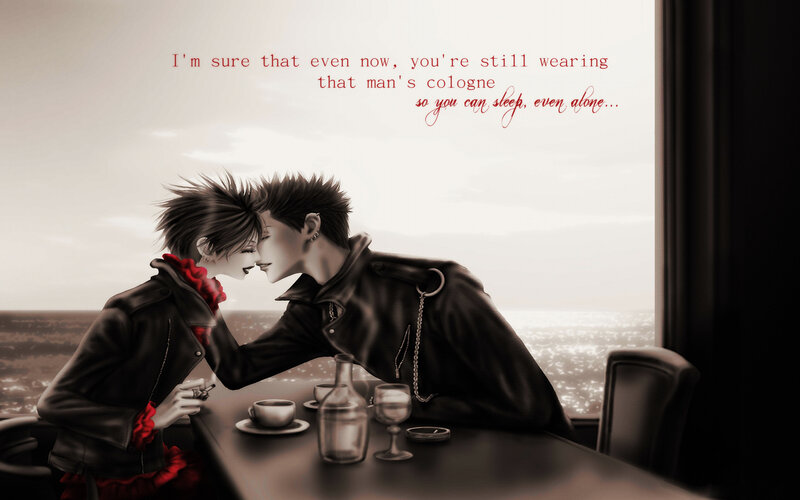 Two People Kissing — Black, Dramatic, Night