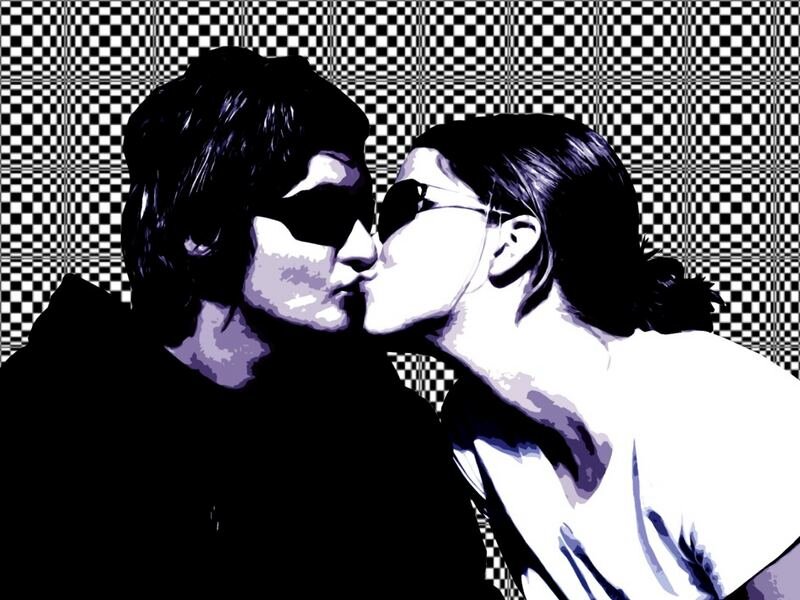 Two People Kissing — Black, Stylized