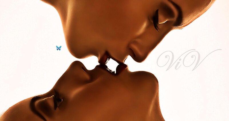 Two People Kissing — Brown, Dramatic