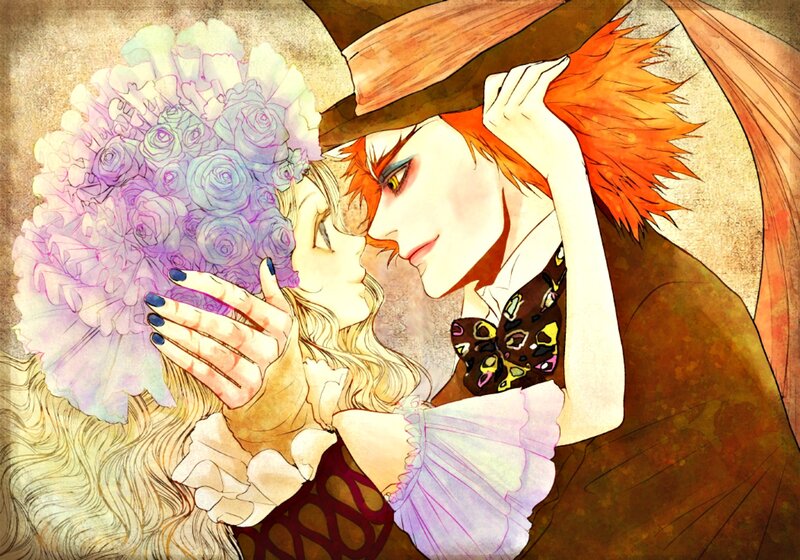 Two People Kissing — Brown, Romantic, Digital Art