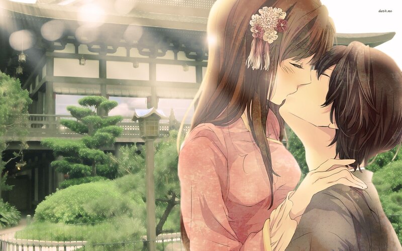 Two People Kissing — Green, Romantic