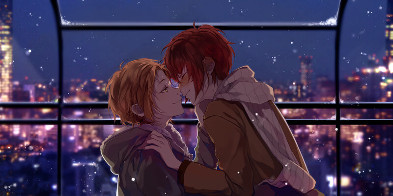 Two People Kissing — Purple, Romantic