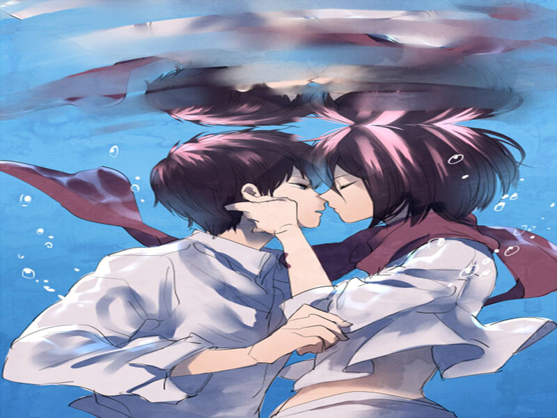 Two People Kissing Underwater