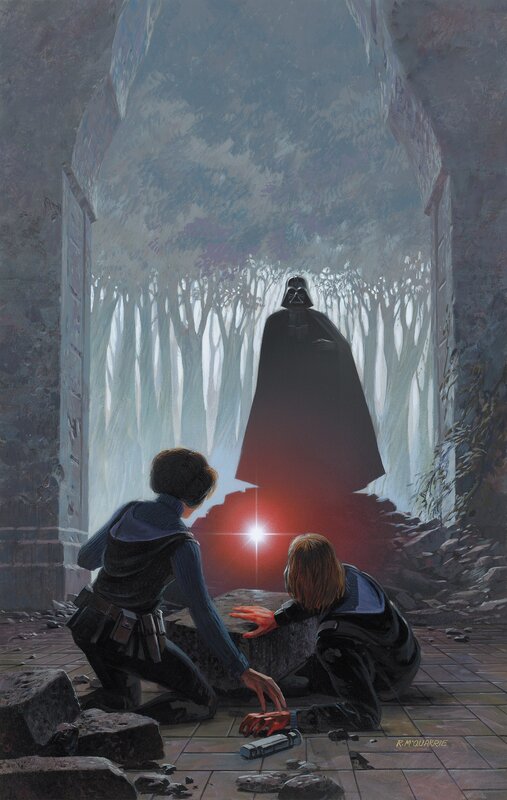 Two People Kneeling Before a Figure