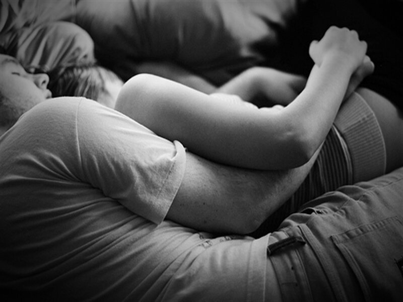 Two People Lying Together — Black