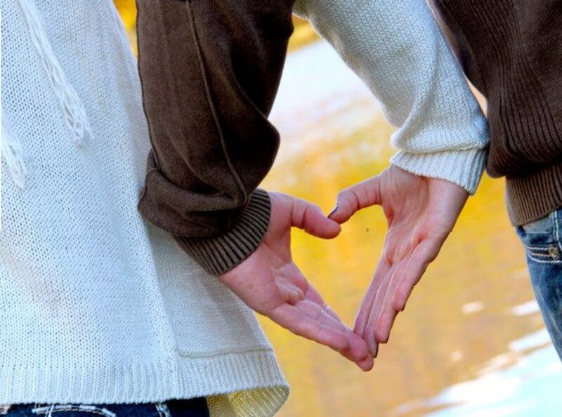 Two People Making Heart Shape — White