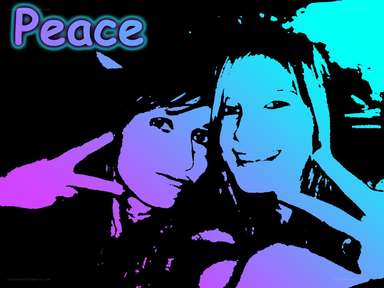 Two people making peace signs