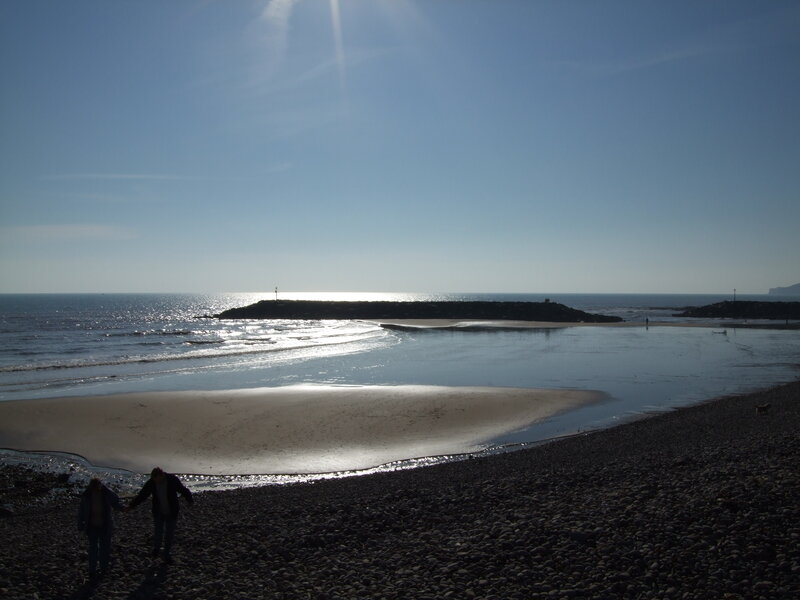Two People on a Beach — Blue, Calm