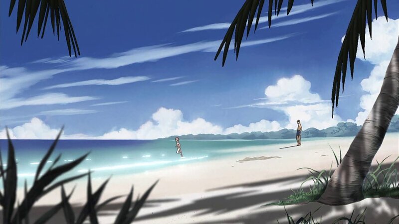Two People on a Beach — Blue, Serene, Afternoon, Anime