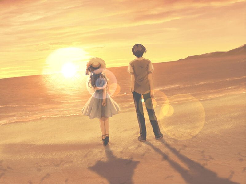 Two People on a Beach — Orange