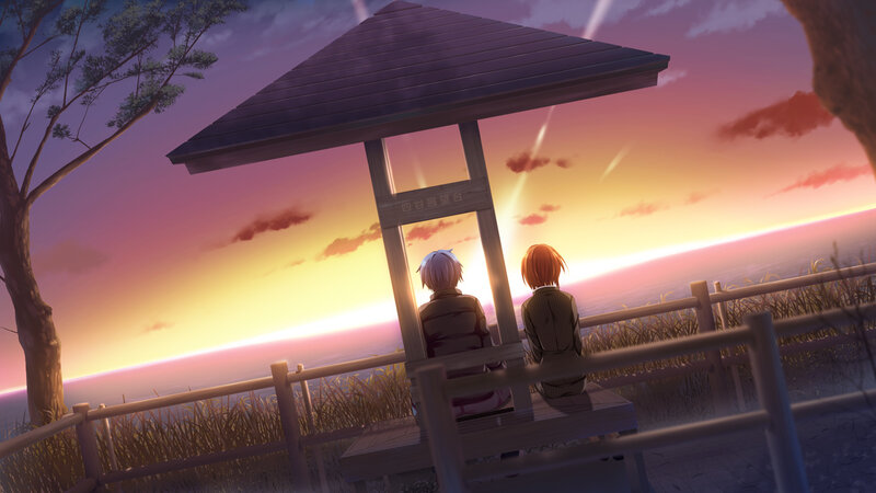Two People on a Bench — Purple