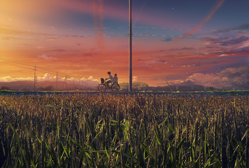 Two People on a Bicycle — Orange